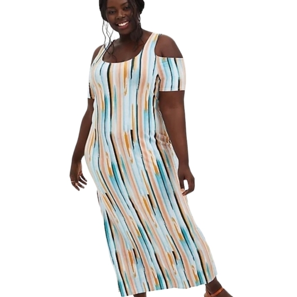 𝅺Torrid Super Soft Cold Shoulder Maxi Dress - Picture 1 of 5